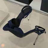 xajzpa Summer Fashion Narrow Band Open Toe Anke Buckle Strap Sandals Thin Heel Women Party Shoes Zapatos De Mujer