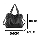 Women's Black Large Shoulder Bag Quality Pu Leather Lychee Pattern Ladies Soft Tote Handbag Female Roomy Commuter Crossbody Bags
