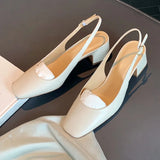 Xajzpa Fashion Spring Autumn Elegant Women Pumps Slip On Loafers Round Toe Square Heels Belt Buckle Casual Comfortable Shoes