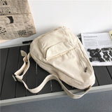 Xajzpa - Canvas Chest Bag Women Women Shoulder Messenger Bag Unisex Canvas Crossbody Bag Muliti Pocket Casual Women Bag