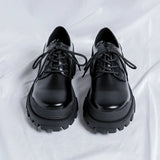 Xajzpa Original Design New British Style Lacquer Leather Men's Shoes Black Elevated Shoes Lace up Business Casual Shoes