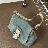 Xajzpa - 2023 New Denim Handbags For Women Korean Fashion Shoulder Bag High Capacity Underarm Bag For Women Versatile Female Shoulder Bag