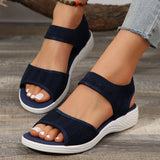 Xajzpa Women's Knit Elastic Cloth Wedge Sandals Slip on Lightweight Walking Sandals Plus Size Comfortable Summer Sports Sandalias Mujer