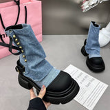 Xajzpa - Women Flats Ankle Cowboy Chelsea Boots Winter Fad Platform Gladiator Goth Shoes 2023 New Chunky Motorcycle Botas Women Zapatos