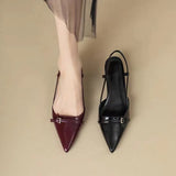 Xajzpa New Pointed Toe Sexy Mid Heels Party Shoes Women Sandals Designer Brand Pumps Slingback Casual Shoes Dress Shoes