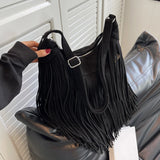 Xajzpa Tassel Design Women's Hobo Bag Fashion Trend Handbag Suede Shoulder Crossbody Shopping Tote Vintage Commuter Bags
