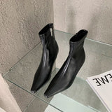 xajzpa Spring New Pointed Toe Women Ankle Boots Ladies Eelgant Thin Low Heel Chelsea Shoes Soft Leather Short Boots