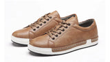 Xajzpa Men's Casual Leather Shoes for Men Fashion Four Seasons Breathable Lace-up Athletic Shoes Shallow Skate Shoes Large Sizes 38-48