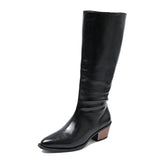Xajzpa New Style Fashion Boots Women's Women's Boots Soft Leather High-heeled Knee Ins Tide Warm Snow Thick-heeled Shoes Zapatos Mujer