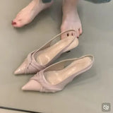 Xajzpa New Style Fashion Women's Summer Heeled Sandals Pointed Toe Elegant Shoes Woman Trend Slippers Fashion Heels Women Zapatos Mujer