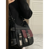 Y2K Vintage Crossbody Bag High Quality PU Leather Shoulder Bag Tote Women's Hip Hop Messenger Bag Large Handbag Commuter Female