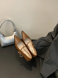 Xajzpa Retro Style Thick Heel Spring and Autumn Women Mary Jane Shoes Fashion Shallow Pointed Toe Ladies Comfort Office Pumps Footwear