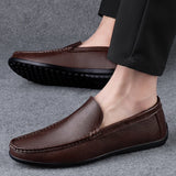 Xajzpa Genuine Leather Loafers Men Design Moccasin Fashion Slip On Soft Flat Casual Men Shoes Adult Male Footwear Handmade Boat Shoes