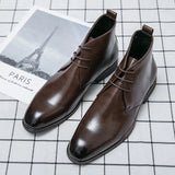 Xajzpa Men's Comfortable Ankle Leather Boots Men's Fashion Brand Chelsea boots men's brand leather boots high top shoes