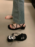 Xajzpa 2025 Summer Sale Of Women's Shoes Clear Heels Female Sandal New Retro Girls Rhinestone Gladiator Block Rome Scandals
