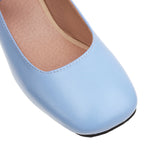 Xajzpa - Elegant Medium Heels Women Pumps Mary Jane Shoes New Spring White Blue Green Heeled Wedding Office Shoes Female Large Size