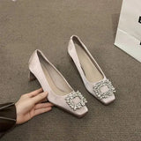 Xajzpa Crystal Shoes Square Toe Sandals Ladies Beige High Heels 2025 Sexy Pump Ornaments African 12cm Retro Latest Crossdressers Dress