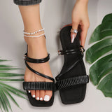 Ladies Flat Slippers wear fashion new summer black two wearing a word out soft-soled sandals