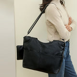 Big Black Shoulder Bags for Women Large Hobo Shopper Sac Solid Color Quality Soft Leather Crossbody Handbag Lady Travel Tote Bag