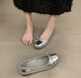 Xajzpa Flat bottomed shallow mouth bow spring new single shoe casual soft simple comfortable fashionable women's flat shoes
