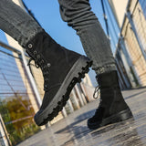 Xajzpa Men's Fashion Canvas Shoes Spring and Autumn Outdoor Shoes Thick-soled High-top Shoes Cuff Shoes Fashion Sports Shoes