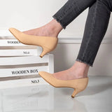 New Women's Simple and Fashionable Outdoor Spring/Summer Fine Heel Almond Toe PU Face Women's High Heels