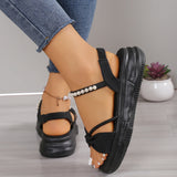 Women's slope heel thick sole sandals new waterproof platform versatile sponge cake fairy style pearl Roman shoes high heels