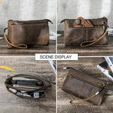 Xajzpa Genuine Leather Men Clutch Bag Design Handbag Long Wallet Male Purse Travel Charge Storage Bag Cable Organizer