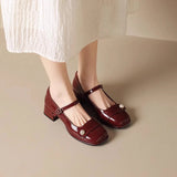 Xajzpa Women Shoes Autumn Oxfords Female Footwear Fall New Wedding Leather Dress Retro On Heels Mary Janes Shoes Woman Female Foot