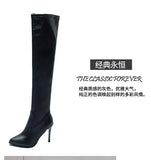 Xajzpa  White Women's Long Boots Petite Slim Fit High Heel Knee-length Ankle Boots Rubber Upper Pointed Toe For Autumn/winter