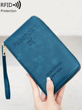 Xajzpa RFID Passport Wallet for Women and Men, PU Leather Card Holder Passport Case for Travel Essential Items for Family Vacation