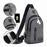 Xajzpa Travel Men's Handbags Multifunctional USB Chest Bag Designer Messenger Crossbody Bags Water-Proof Shoulder Bag Sports Back Pack