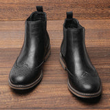 Xajzpa Brogue Men Chelsea Boots American style Comfortable Fashion Leather ankle Boots