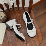 Xajzpa New Mary Jane Shoes Women's Elegant Low Heel Shoes Fashion Casual Buckle Single Shoes Ladies College Style Footwear Single Pumps