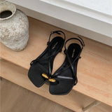 Xajzpa Brand Design Women Flat Sandals Clip Toe Leisure Outside Beach Shoes for Lady Fashion Metal Decoration Summer Slides Mu