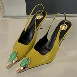 Xajzpa Spring Design Inlay Diamonds Woman Pumps Sexy Thin Low Heels Pointed Toe Elegant Slingbacks Prom Banquet Mules Shoes