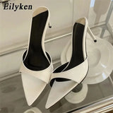 Xajzpa Sexy Thin Heels Slipper For Women Summer Fashion Pointed Toe Slides Stripper Party Sandal Mule Shoes Zapatillas Mujer