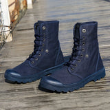 Xajzpa Men's Fashion Canvas Shoes Spring and Autumn Outdoor Shoes Thick-soled High-top Shoes Cuff Shoes Fashion Sports Shoes