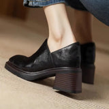 Xajzpa New Women's Pumps Chunky Heels Shoes Ladies' Thick Bottom Shoes Luxury Loafers Platform Shoes Square Head High Heels