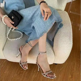 Xajzpa Cross-Shoes Sandals Stiletto Heels Summer Suit Female Beige Open Toe Black New Comfort Girls  Clear Fashion Peep High Low