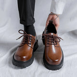 Xajzpa Fashion brand men's genuine leather British style thick soled work shoes for men's comfortable large toe leather shoes