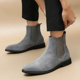 Xajzpa - New Gray Chelsea Boots for Men  Flock Business Men Ankle Boots Cowboy Boots Handmade Men Boots Size 38-46 Free Shipping