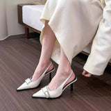 Xajzpa New Women's Shoes Pumps Sandals Spring Fashion Pointed Toe Slingbacks Female Footwear Summer Ladies Shallow Shoes High Heels