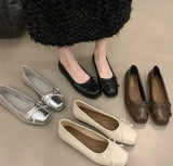 Xajzpa Flat bottomed shallow mouth bow spring new single shoe casual soft simple comfortable fashionable women's flat shoes