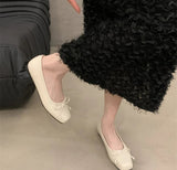 Xajzpa Flat bottomed shallow mouth bow spring new single shoe casual soft simple comfortable fashionable women's flat shoes