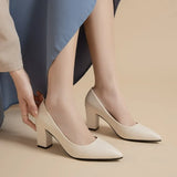 Xajzpa New High Heel Shoes Pointed Shallow Patent Leather High Heels Fashion Elegant Shoes Women Thin Heel Platform Work Shoes Pumps