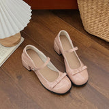 Xajzpa New Mary Jane Shoes Women's Elegant Low Heel Shoes Fashion Casual Buckle Single Shoes Ladies College Style Footwear Single Pumps