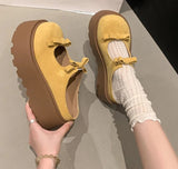 Xajzpa Versatile bow women's spring summer new style thick sole height increase simple comfortable daily casual women's shoes