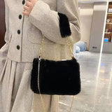 Xajzpa Autumn And Winter Plush Handbag For Woman New Small Chain Crossbody Bag Fashion Small Square Bag Single Shoulder Bag