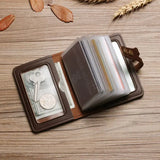 Xajzpa Men's Leather Card Bag Large Capacity Vintage Hasp Anti-theft Bank Credit Card Holder Case Translucent Business Card Wallet